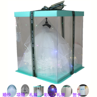 唯美生日女朋友情人节女生闺蜜18岁成人礼结婚礼品婚纱小模型 白婚纱蓝礼盒(不组装好发货)