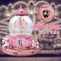 儿童6闺蜜小学生礼品10岁9女孩精致7男女生5实用4生日8情人节 定制相片八马经典款「天空之城」自飘雪花+七彩灯