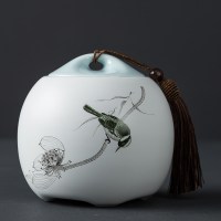 茶叶罐陶瓷密封罐大号七两装小号四两装亚光防潮储茶罐普洱陶瓷罐 荷韵大号