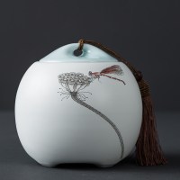 茶叶罐陶瓷密封罐大号七两装小号四两装亚光防潮储茶罐普洱陶瓷罐 独藕大号