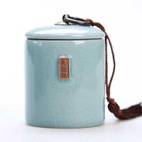 陶瓷茶盒储茶罐带盖精品陶罐密封盒茶叶罐简约创意密封罐精美家用 哥窑柱罐金骏眉粉青