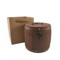 复古茶叶木桶实木罐木制茶叶包装礼品盒小青柑茶叶罐便携收纳盒[ 茶桶+手提袋小号茶桶(可装200g左右)