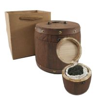 复古茶叶木桶实木罐木制茶叶包装礼品盒小青柑茶叶罐便携收纳盒【 茶桶+内袋+手提袋大号茶桶（可装1000g左右）