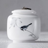[半斤装]茶叶罐陶瓷大号半斤装储存罐密封罐普洱红茶绿茶茶罐 喜鹊报春铜扣款