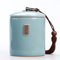 茶叶罐创意个性时尚北欧风精品放茶叶的分茶盒高档带盖陶瓷密封罐 哥窑柱罐铁观音粉青