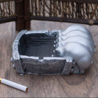 烟灰缸猪年福满家创意个性聚宝盆复古家用客厅元宝猪烟缸 504聚宝盆-银