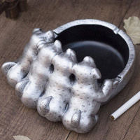 烟灰缸猪年福满家创意个性聚宝盆复古家用客厅元宝猪烟缸 525四季旺财-银