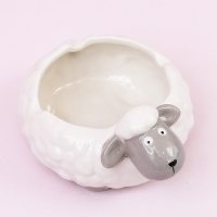 。少女宿舍家用可爱大号欧式陶瓷简约多功能耐摔床上懒人烟灰缸 白色绵羊立体小号