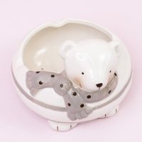 。少女宿舍家用可爱大号欧式陶瓷简约多功能耐摔床上懒人烟灰缸 围巾小熊立体小号