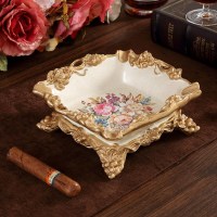 欧式烟灰缸 家用客厅树脂KTV家居创意装饰品美式北欧新中 葡萄百花争艳