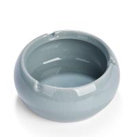 姻灰缸 潮流客厅ktv大号简约玻璃水晶个性家用可爱创意不带盖大气 素[成]哥窑烟缸粉青