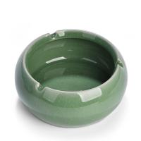 姻灰缸 潮流客厅ktv大号简约玻璃水晶个性家用可爱创意不带盖大气 [成]哥窑烟缸梅子青