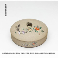窑变可叠放普洱茶饼罐粗陶老岩泥仿古白茶叶罐茶盒大号陶瓷茶叶罐 事事如意一层带盖默认