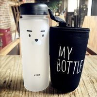 水杯简约清新 森系爱上喝水的杯子水杯塑料杯无毒 耐高温抖音水杯 磨砂RYAN加杯套