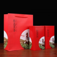 茶叶罐铁盒一斤装大号家用绿茶红茶包装盒毛尖正山小种礼盒装空盒 精选茗茶红色二罐+手提袋