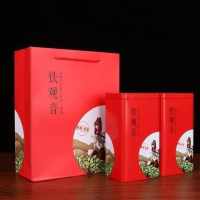 茶叶罐铁盒一斤装大号家用绿茶红茶包装盒毛尖正山小种礼盒装空盒 铁观音二罐+手提袋
