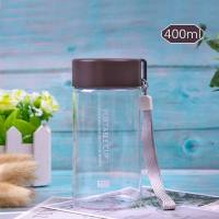 迷你塑料杯小巧杯子儿童塑料水瓶男女学生可爱水杯 400ML咖啡色_不带杯刷