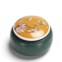 陶瓷茶叶罐大号半斤装普洱茶缸密封储存醒茶罐茶叶包装礼盒空定制 绿色春晓单罐