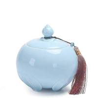 陶瓷茶叶罐大号半斤装普洱茶缸密封储存醒茶罐茶叶包装礼盒空定制 小号三角罐