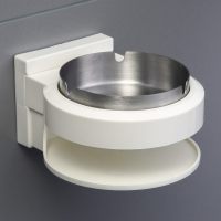 烟灰缸免打孔挂壁墙式家用北欧式创意个性时尚客厅厕所卫生洗手间 圆形银色送灭烟沙一包