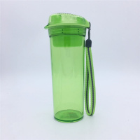 水杯400ml塑料户外带茶隔提绳防漏 香瓜绿+杯刷