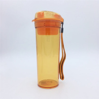 水杯400ml塑料户外带茶隔提绳防漏 杏橙黄+杯刷
