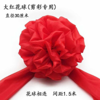 大红表彰新车汽车大颁奖车结婚剪彩开业庆典花球绸布红花交绣球 30厘米花球(多拍连一起)
