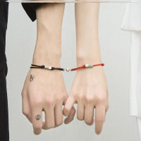 喜字情侣手链梦幻童话男生搭配韩式情侣款红绳子青春大方古风 M22-山盟海誓磁吸款