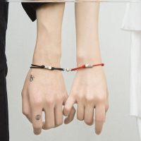 情侣喜字手链绳子女朋友潮流女人全套幸运日韩交织男式囍字 V36-山盟海誓磁吸款