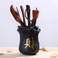 茶道六君子套装茶盘摆件家用办公室整套泡茶清洗工具茶具配件送礼 紫砂百财-财-鸡翅木茶道