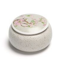 手工饼茶景德镇陶瓷茶叶罐茶道创意旅行白茶储存罐普洱罐 春晓米色