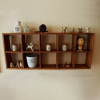 实木12格子架茶壶展示架置物架挂墙墙面小博古架茶杯架多宝阁茶具 镂空小10格棕色镂空小10格棕色