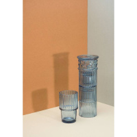 西班牙 创意文艺古罗马柱叠叠杯水杯 北欧透明玻璃杯摆件套装 蓝色