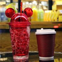 北欧艺术冰镇口杯饭店办公杯子男士活动咖啡杯酷爽小女孩专用新款 红色大耳朵450ml