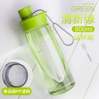 太空杯耐高温防摔水杯塑料杯无毒喝运动女性时尚上班大容量茶户外 800ml绿色(PP滤网)