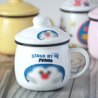 蓝胖子可爱呆萌胖搪瓷杯咖啡杯小猪奇儿童喝水杯早餐喝牛奶杯子 蓝胖子