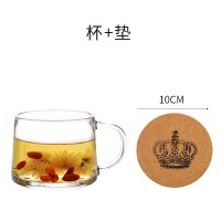 日式马克杯大容量玻璃杯子女办公室水杯花茶杯咖啡早餐牛奶杯带SD 1号(400ML)+送垫子