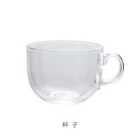 大口杯胖胖杯燕麦杯早餐杯大肚杯大号胖胖杯子玻璃日式酸奶杯奶茶 透明玻璃早餐杯单杯(加厚钢化款)