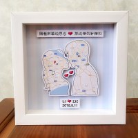 私人定制异地恋军恋地图画手工制作周年纪念情侣男朋友生日 D款蓝底(送礼袋礼盒)