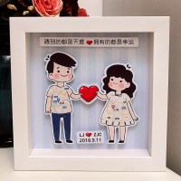 私人定制异地恋军恋地图画手工制作周年纪念情侣男朋友生日 情侣1蓝底（送礼袋礼盒）