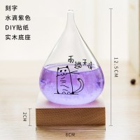 天气预报瓶风暴瓶生日diy手工三八妇女节送女友男友精致创意 水滴紫（刻字）+diy贴纸