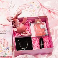 生日女生闺蜜创意送人妈妈女朋友老婆媳妇实用特别走心有意义 口红+香水+项链+许愿兔+拉菲草