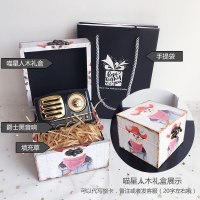 三八女神节创意特别走心少可爱生日闺蜜精致送女友生实用礼品 爵士黑+木制喵星人盒+手袋+贺卡