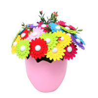 手工纽扣花束教师节小朋友送女老师幼儿园实用小礼品开学全班 七彩花蛋壳瓶颜色随机
