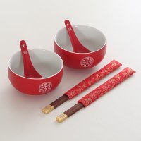 婚庆对碗筷新人改口敬茶杯套装一对喜碗陶瓷用品大全结婚托盘 碗筷勺一对【彩盒简装】