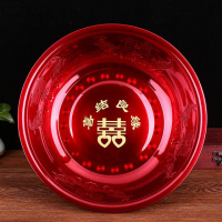 喜盆女方陪嫁结婚脸盆娘家婚庆用品新娘嫁妆洗脸盆不锈钢红色盆子 喜结良缘(不锈钢款)