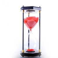 创意螺帽三柱沙漏30分钟复古新款计时器儿童防摔生日礼品装饰摆件 黑框红沙30分钟