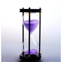创意螺帽三柱沙漏30分钟复古新款计时器儿童防摔生日礼品装饰摆件 黑框紫沙30分钟
