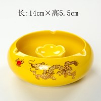 烟灰缸陶瓷创意复古欧式个性可爱潮流大号防风灭烟器烟具礼品订制 深灰色黄金龙烟灰缸