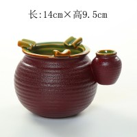 烟灰缸陶瓷创意复古欧式个性可爱潮流大号防风灭烟器烟具礼品订制 杏色金刚红高烟缸
